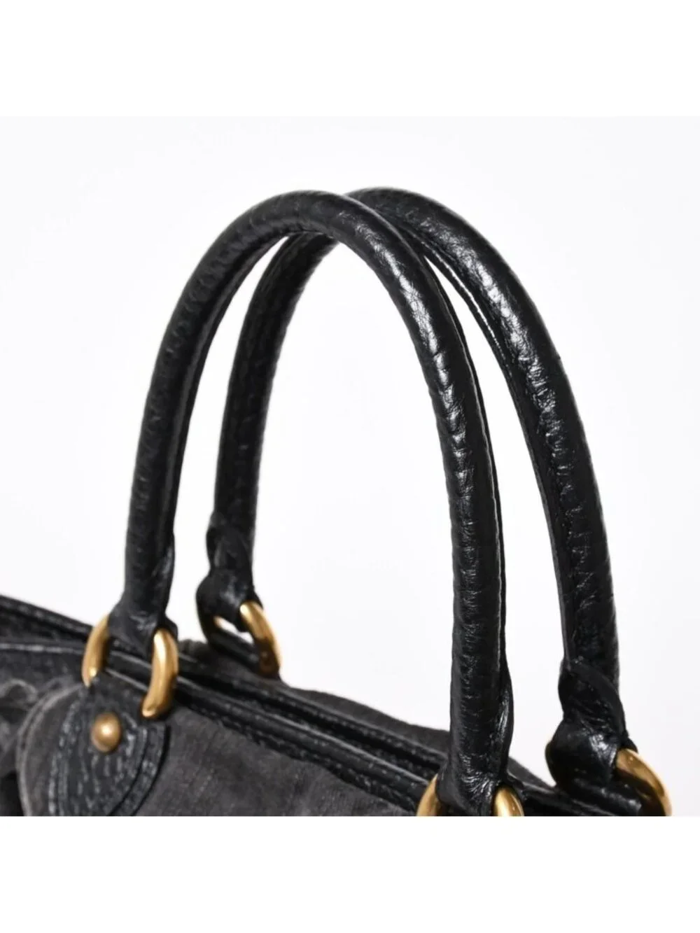 Louis Vuitton Handbag Monogram Denim Neo Cabby GM Black Leather 2-Way